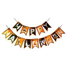 摩達客 COSPLAY派對佈置 十四面魚尾萬聖方旗, 橘色 + 黑色, 1個