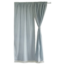 Hoom禾馨生活 日系棉麻門簾 雙開 棉質, 85 x 180cm, Baby藍色