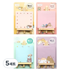 핑크풋 3000냥냥 이젤 떡메모지 4종 세트, PINK, BLUE, PURPLE, YELLOW, 5세트