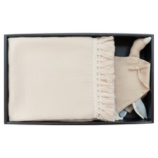 可莉鹿 純色流蘇嬰兒萬用包巾+安撫巾套裝, 卡其鵝, 1盒