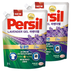 퍼실 딥클린 라벤더젤 9중효소 겸용 액상세제 리필, 2L, 2개