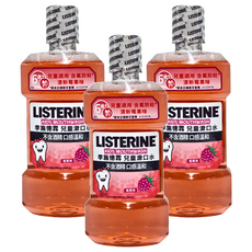 LISTERINE 李施德霖 兒童漱口水, 含氟防蛀 清新莓果味, 500ml, 3瓶