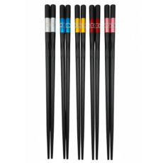 Kiyodo 螺紋中接筷 24cm 5雙, 5雙筷子, 1組, 黑色