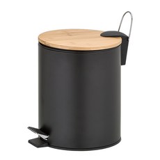 ikloo 宜酷屋 日式竹蓋靜音緩降腳踏式垃圾桶 1.15kg 5L, 黑