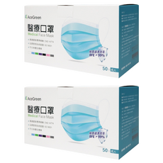 AceGreen 聚泰科技 一般醫療口罩 未滅菌, 50片, 粉紅色, 2盒