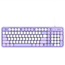 INTOPIC 廣鼎 幻彩復古有線鍵盤, 紫色, KBD-111-PUR, 製造商軸