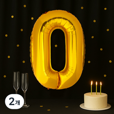 PARTYSHOW 數字鋁箔氣球 大型 0, 金色, 2個