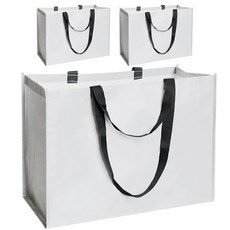 Marbella 啞光多用途防水帆布購物袋, 白色, 3個