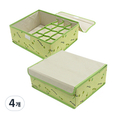 피키픽스 옷장정리 2in1 다용도 수납함, 4개, 그린체리