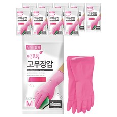 Myungjin 棉塗層橡膠手套套裝 M, 粉色的, 10組