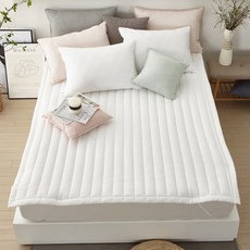 Decogram 80支純棉色染床墊 含邊角鬆緊帶, 奶油白