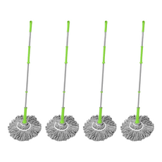 免手洗擰水旋轉拖把 輕鬆給水 一擰即乾 使用方便 懸掛收納設計 不占空間 強效吸水 清潔更高效, 4支