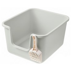 Tamsaa 基本款貓砂盆 + 砂鏟, 貓砂盆520x450x300mm，貓砂鏟260x110x50mm, 灰色, 1組