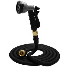 第八代高壓一體式8段彈力伸縮水管，高壓防爆，水壓增強，人體工學握把, 1個, 黑色