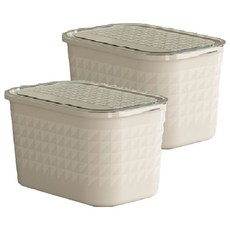 블럭마트 의류 이불 멀티정리상자, 크림, 중형(25.5 x 17.3 x 15.3 cm), 2개