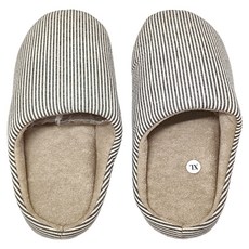 ego life 日式直條紋防滑靜音麂皮鞋底保暖包頭室內居家拖 TSM2868, 藍色, 1雙