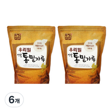 우리밀로 옛날 통밀가루, 1kg, 6개