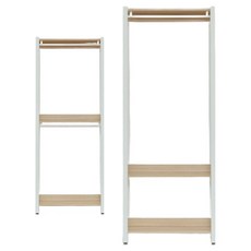 퍼니코 포니 40T 철제 드레스룸 시스템행거 옷장 800 2단 행거 + 800 1단 행거 세트 방문설치, 라이트 오크