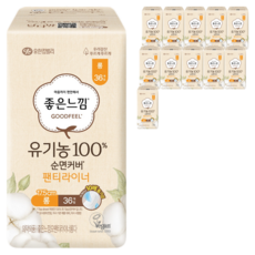 좋은느낌 유기농 순면커버 팬티라이너, 롱, 36개입, 12개