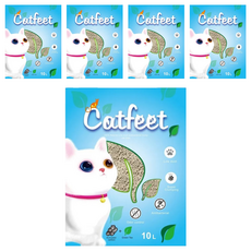 Catfeet 低粉塵抗菌凝結貓砂 澎潤土材質 強力凝結 除臭 10L, 綠茶, 7kg, 5袋