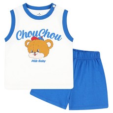 MilkBaby 유아용 통기성 귀염둥이 곰돌이 민소매 실내 상하복 세트