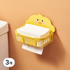 아우라팸 화장실 무타공 접착식 선반 티슈홀더 사각형, 3개, 혼합색상
