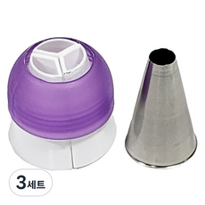 Bestom 造型花嘴 3色瑪芬連接器套組, 透明紫色, 3孔連接器 + 造型花嘴 804號, 3套
