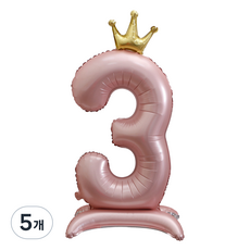 Second Best 皇冠站立式數字派對氣球 100cm, 5個, 粉色數字3
