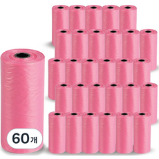 멍냥 강아지 배변봉투 리필형, 핑크, 20개입, 60개
