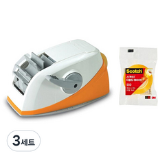 3M Scotch 3M一觸式膠帶膠台+多功能膠帶550補充裝, 橘色, 3組