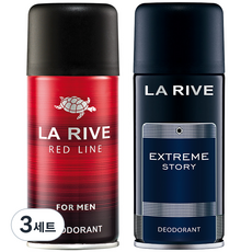 라리브 남성용 맨 퍼퓸 데오드란트 레드라인 150ml + 익스트림 스토리 150ml 세트, 3세트