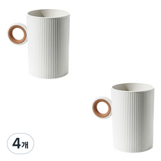 THE ZAKKA 基本款直條紋漱口杯 FREE, 白色, 4個