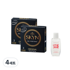 안셀 스킨 오리지널 콘돔 3p x 2개 + 바디 마사지 젤 랜덤 발송 20ml, 4세트