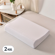 Hugonjam頸椎舒適乳膠彎曲型頸椎枕+內套組, 2組, 白色