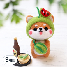 펫돌 양양이 니들펠트 인형 DIY 세트, 워터메론 시바, 3세트