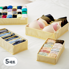 CASAMARU 內衣收納盒組 灰色 6格+7格+12格+24格, 米黃色, 5套