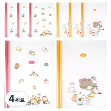 핑크풋 1500 냥냥 쫄대 파일 2종 x 4p 세트, pink, yellow, 4세트