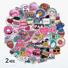 獨特裝飾貼紙60款套組, 粉紅色, 2套