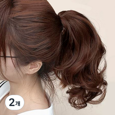 Rojeluna 女士短層次造型燙綁髮馬尾 局部假髮 抓夾, 深棕色