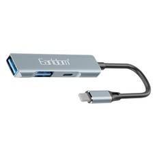 Earldom 藝鬥士 轉接OTG 蘋果轉2HUB + 充電線 小巧好攜帶 高效穩定傳輸 支持連接同時充電, 銀色, 1條