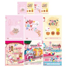 YOUNGART 女童寬版英語筆記本, 10本, 隨機出貨