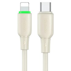 Mcdodo 麥多多 Alpha Type-C-Lightning 36W 矽膠快充線, 1.2m, 米色, 1個