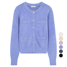 쉬즈미스 여성용 헤어리 라운드넥 가디건 SSKCDO42550