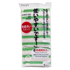 潔屋選物 日式竹纖維清潔棉3入, 綠色 + 白色, 3個, 1包