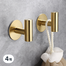 LalaGongbang 居家裝飾 高級型 黏貼式掛鉤, 4個, 金色