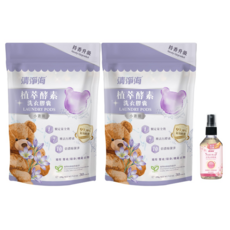 清淨海 小蒼蘭植萃去漬組 小熊頭洗衣膠囊 30顆 2包 + 櫻花衣物去漬噴霧 60ml, 3套, 415g
