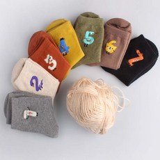 Saesilro 兒童款 數字朋友中筒襪