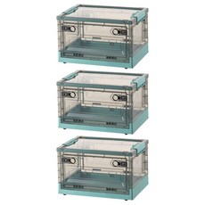 Mega 莫蘭迪雙開式可折疊滑輪收納箱 中號40L, 茶綠色, 47 x 35 x 24cm, 3個