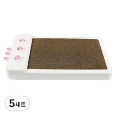 펫몽키 고양이 두더지 스크래쳐 + 스크래처 리필 펫 평판형 장난감 캣타워 세트, 화이트 + 핑크, 5세트