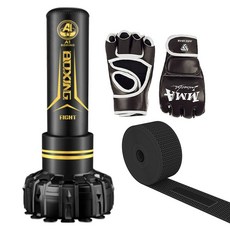 펀치 샌드백 + MMA 글러브 1p + 복싱 핸드랩 1p 세트, 블랙(샌드백, 글러브), 랜덤 발송(핸드랩)